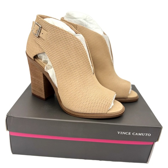Vince Camuto Beige Perforated Heeled Boots - Picture 1 of 4